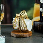 Gold Leaf Napkin Holder with Wooden Base – image 3