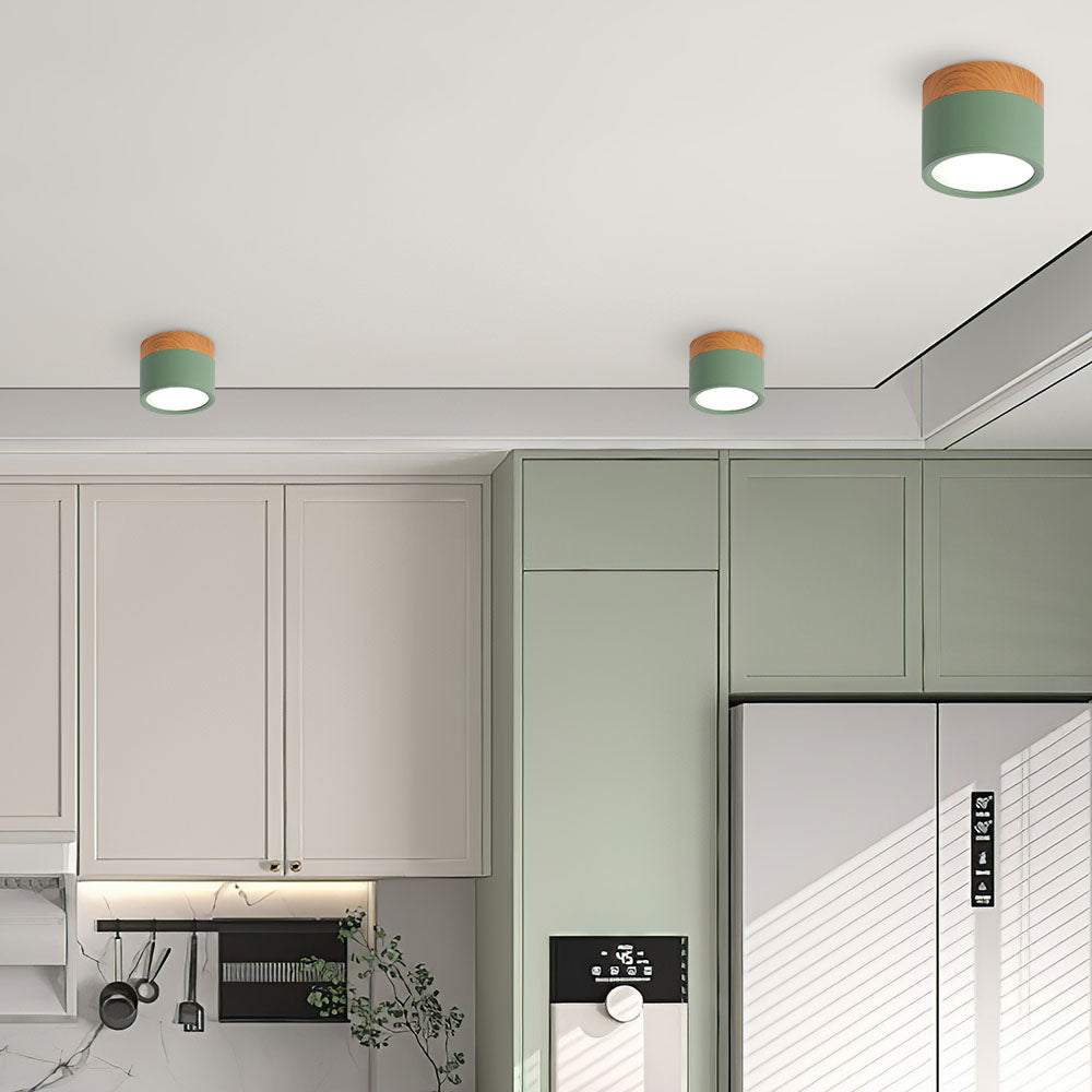 Wood-Effect LED Button Ceiling Light - view 13