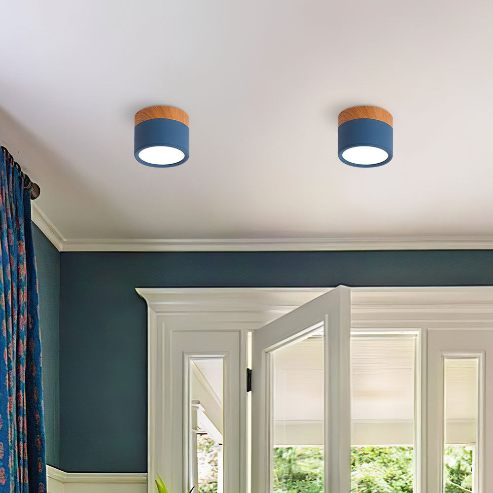 Wood-Effect LED Button Ceiling Light - view 25
