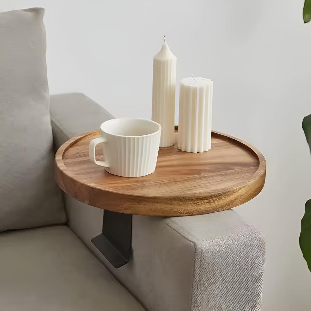 Adjustable Wood-Effect Sofa Armrest Tray – image 6