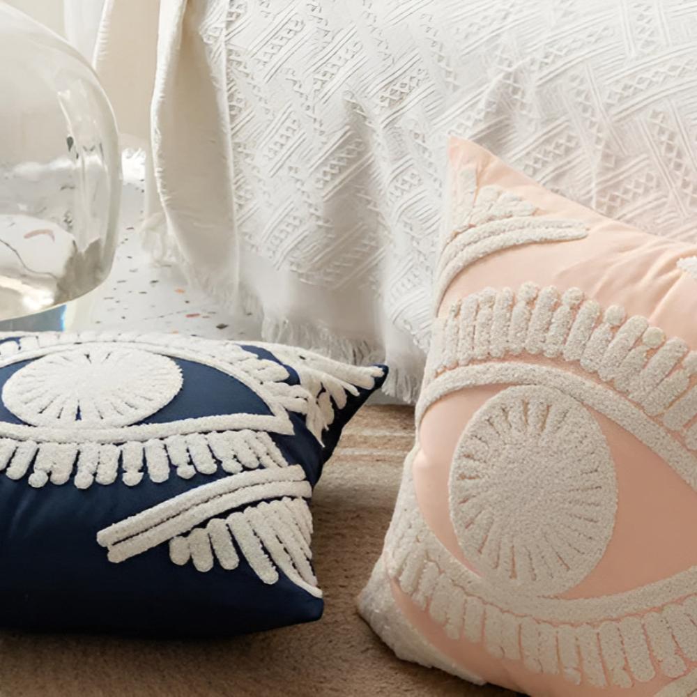 Embroidered Eye Motif Cushion Cover – image 3
