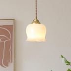Floral Resin Pendant Light with Brass Hardware - view 3