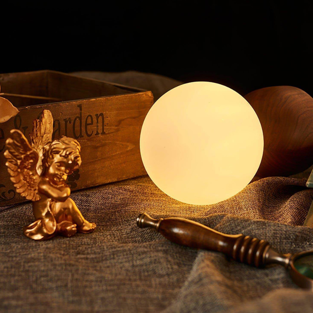 Glass Globe Table Lamp with Wood Base, UK Plug - view 16