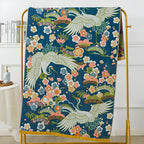 Crane and Floral Cotton Bath Towel 90 × 180 cm – image 6
