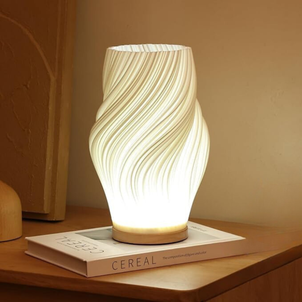 Textured Vase-Shaped LED Bedside Lamp with USB Cord - view 1