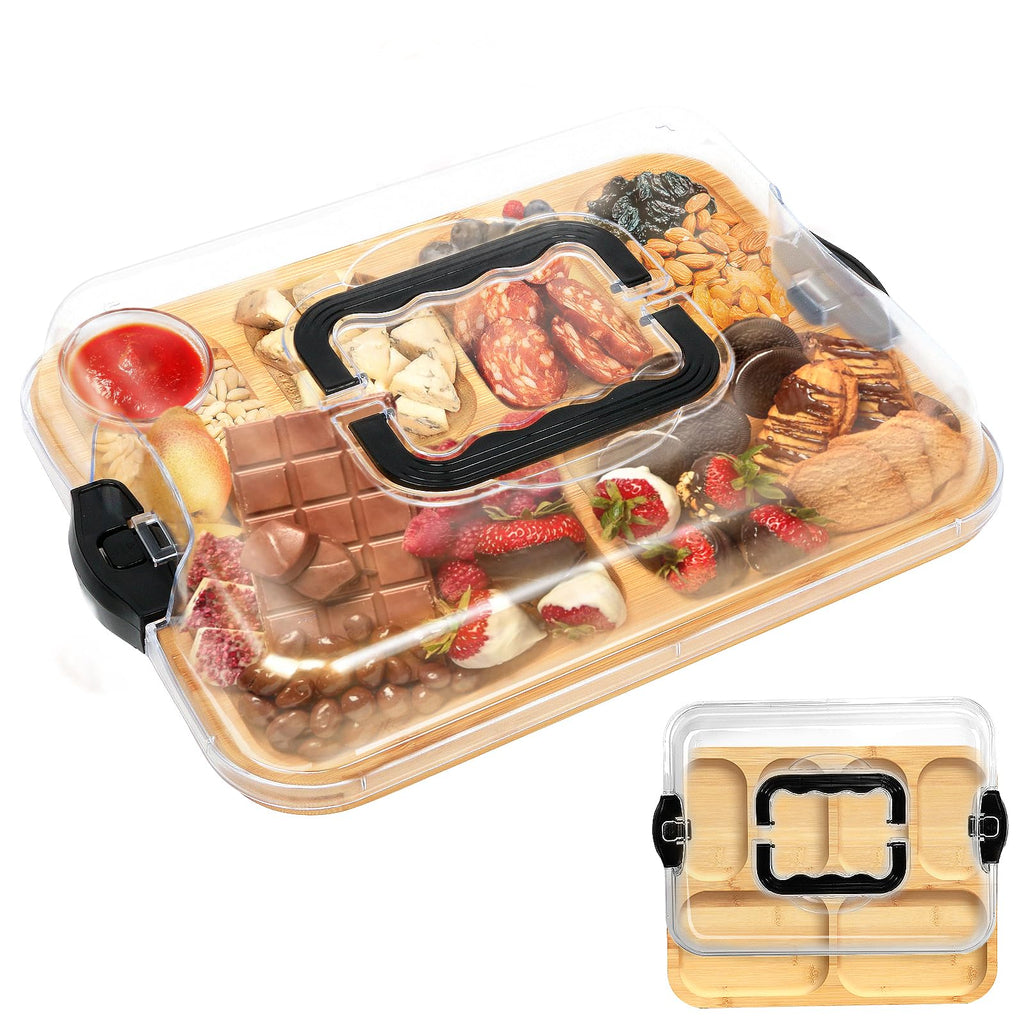 Bamboo Six Compartment Serving Tray with Lid – product image 1