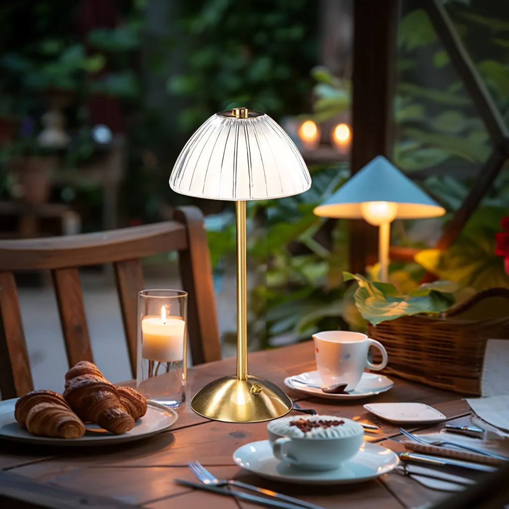 Ribbed Acrylic Table Lamp, Rechargeable 3-Colour Touch LED Light - product view 5