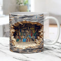 3D Bookshelf Ceramic Coffee Mug, Library-Inspired Design — product view 1