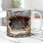 3D Bookshelf Ceramic Coffee Mug, Library-Inspired Design — product view 1