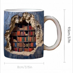3D Bookshelf Ceramic Coffee Mug, Library-Inspired Design — product view 5