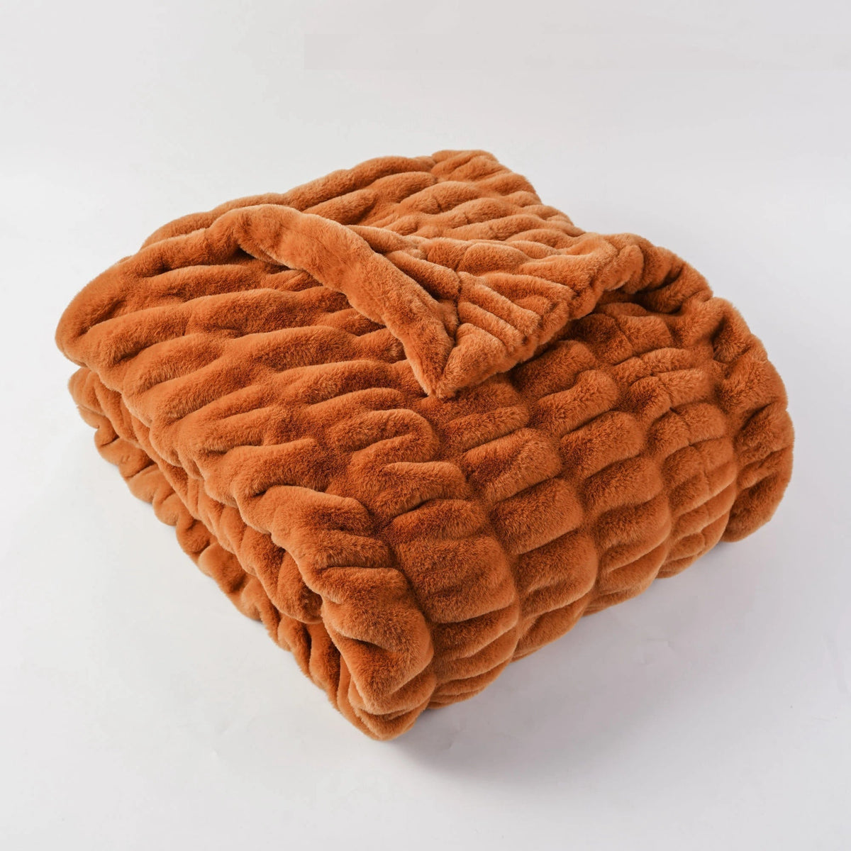 Ruched Faux Rabbit Fur Throw Blanket, Double-Sided Soft Texture — product view 16