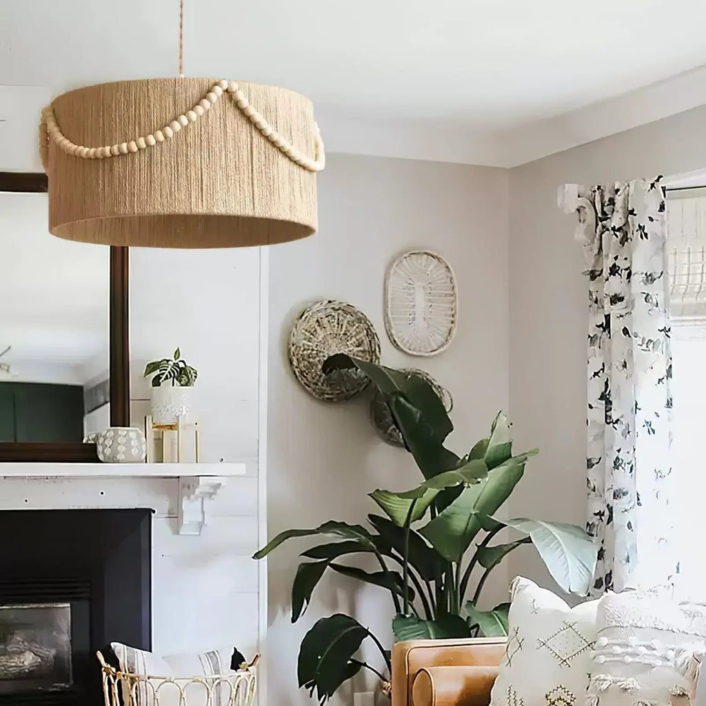 Natural Jute Pendant Light with Metal Frame - view 3