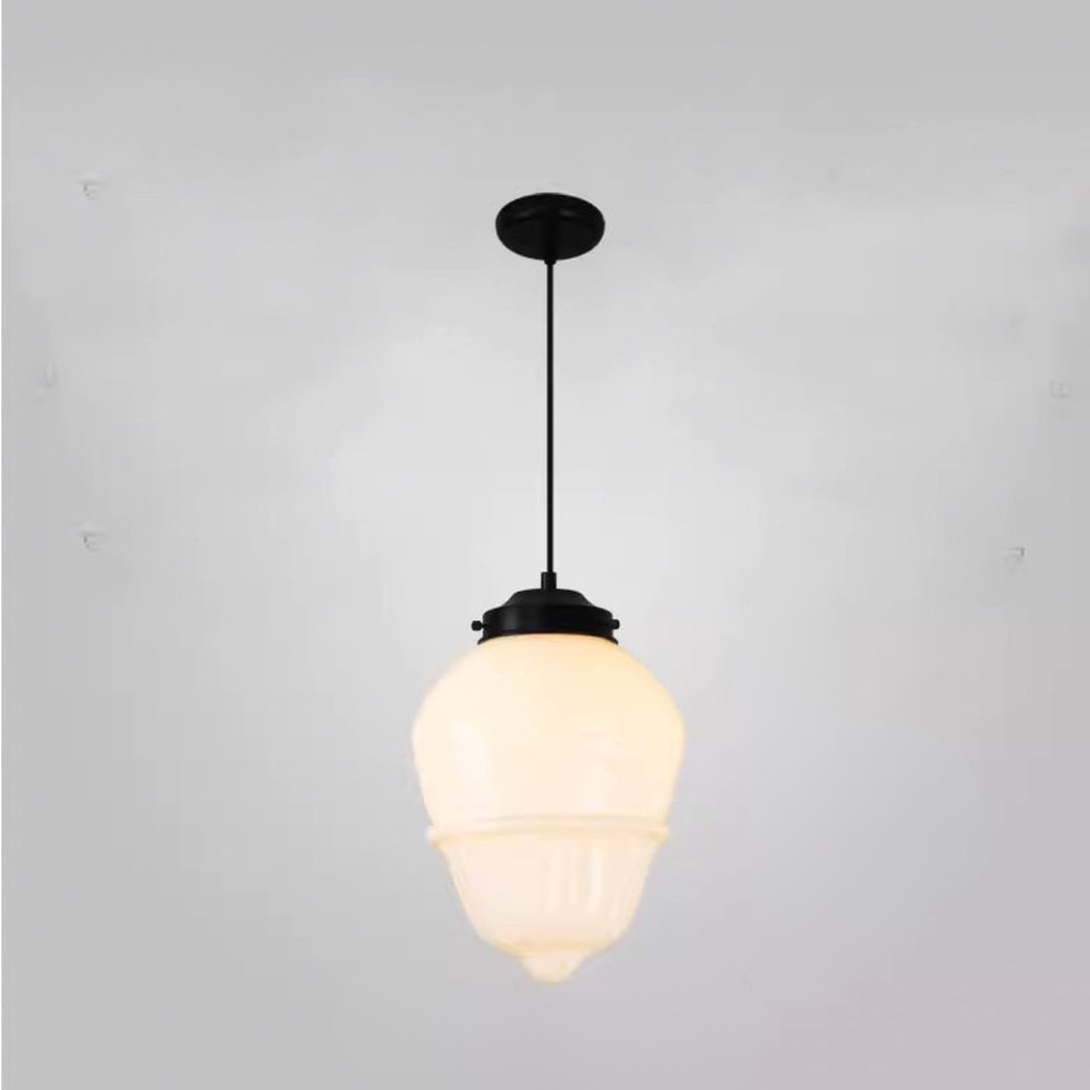 Frosted Glass Pendant Light, Matte White Geometric Designs - view 17