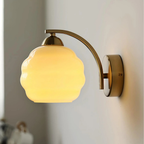 Ribbed Glass Globe Wall Sconce with Gold-Tone Fittings - view 8