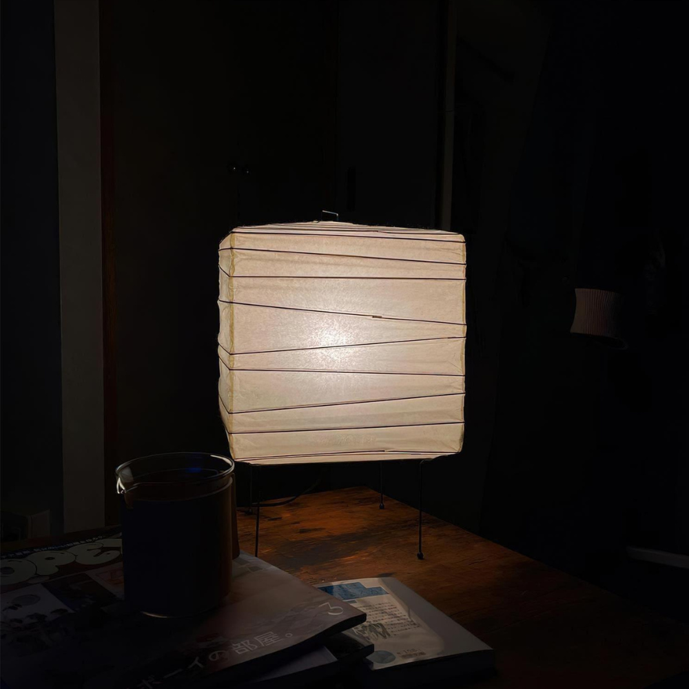 Paper Lantern Table Lamp with Metal Handle, UK Plug - view 8