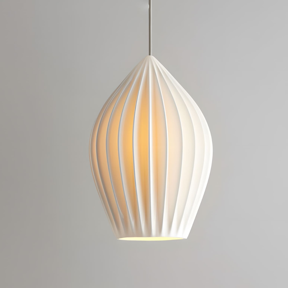 Ribbed Ceramic Teardrop Pendant Light - view 4