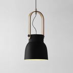 Tapered Metal Pendant Light with Wood-Look Detail - view 19