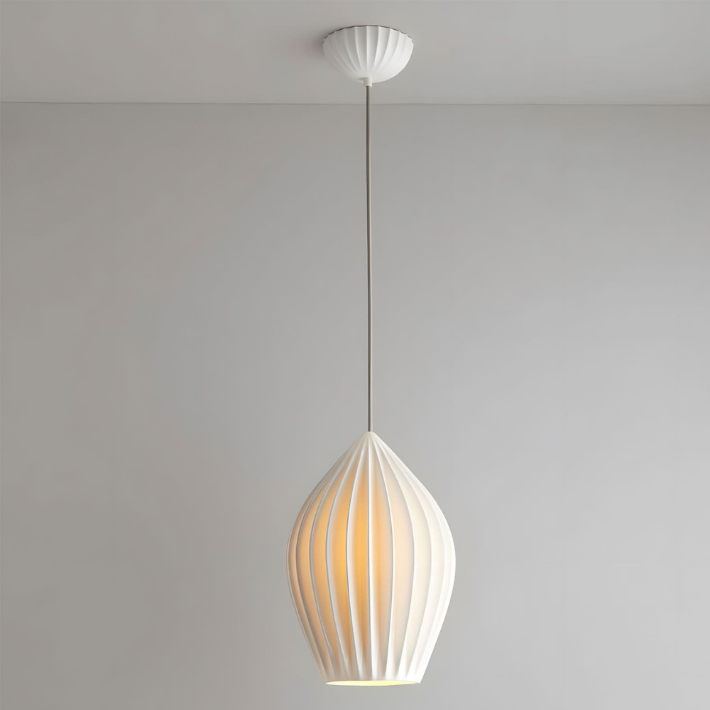 Ribbed Ceramic Teardrop Pendant Light - view 1