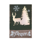 Wooden Peace Christmas Sign with Deer and Pine Tree - product view 1