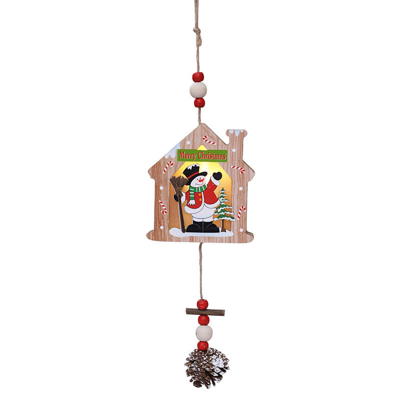 Wooden Christmas House Ornament with Santa Design - product view 1