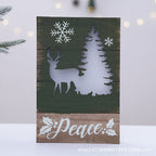 Wooden Peace Christmas Sign with Deer and Pine Tree - product view 2