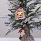 Wooden Christmas House Ornament with Santa Design - product view 2