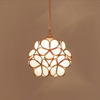 Floral Glass Pendant Light with Brass Fittings - view 3