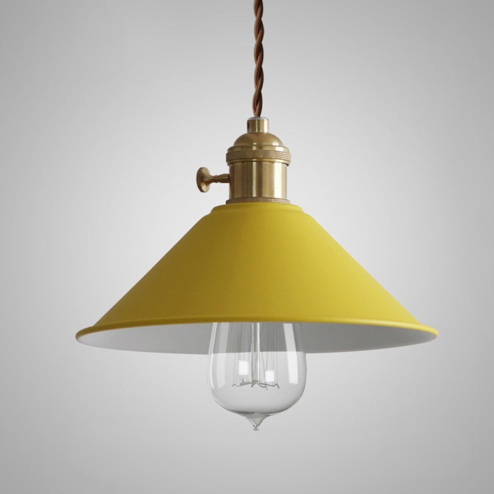 Matte Cone Pendant Light with Brass Fitting - view 22