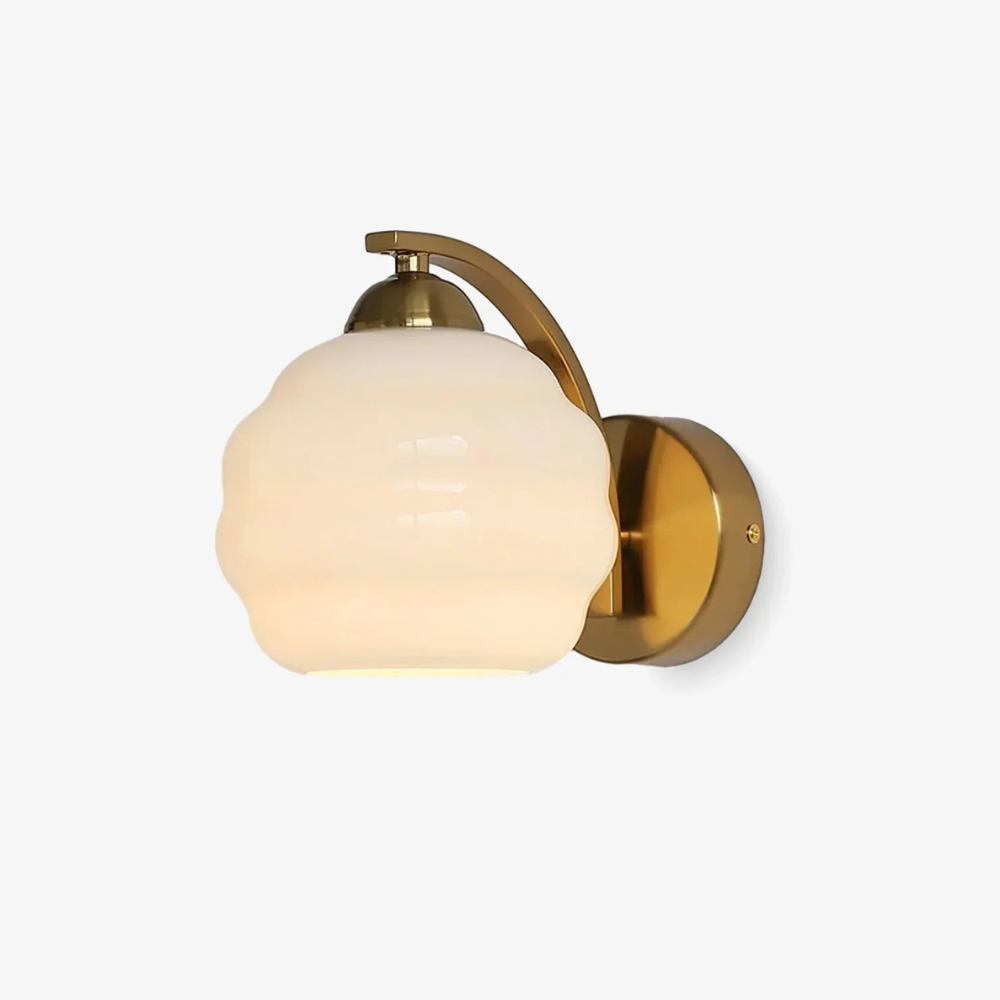Ribbed Glass Globe Wall Sconce with Gold-Tone Fittings - view 7