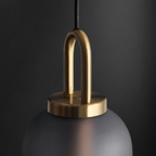 Glass Globe or Capsule Pendant Light with Brass Arch - view 9
