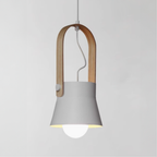 Tapered Metal Pendant Light with Wood-Look Detail - view 20