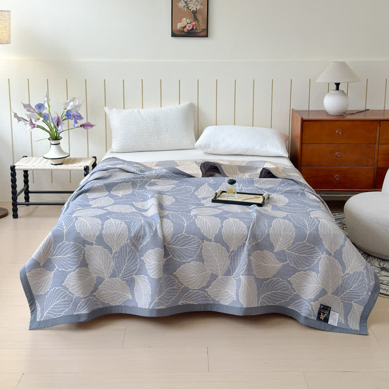 Leaf Pattern Cotton Triple Gauze Blanket - product view 3