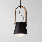 Tapered Metal Pendant Light with Wood-Look Detail - view 21