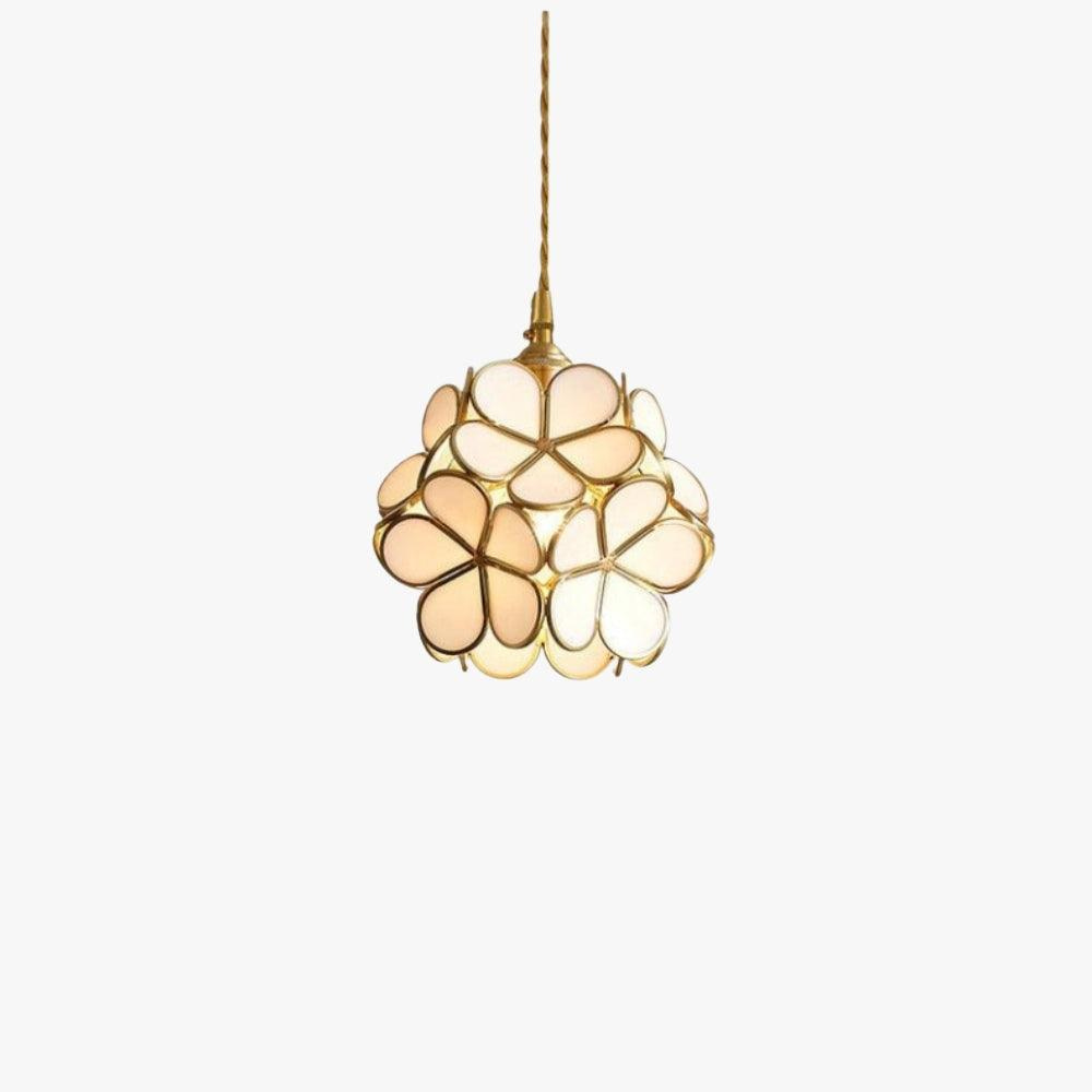 Floral Glass Pendant Light with Brass Fittings - view 9