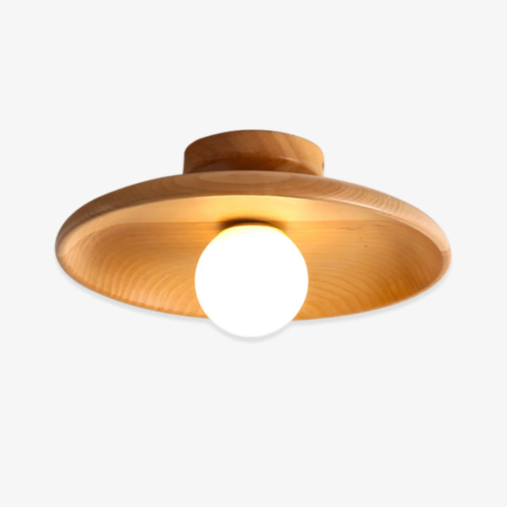 Wood-Shade LED Flush Ceiling Light, Scandinavian Style - view 1