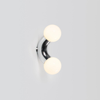 Double Globe Wall Sconce with Curved Metal Arm - view 1