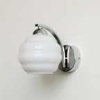 Ribbed Glass Globe Wall Sconce with Gold-Tone Fittings - view 5