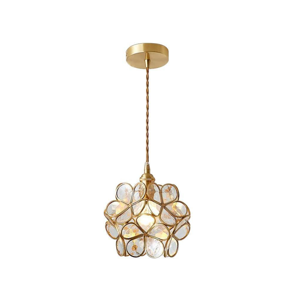 Floral Glass Pendant Light with Brass Fittings - view 8