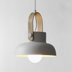 Tapered Metal Pendant Light with Wood-Look Detail - view 22