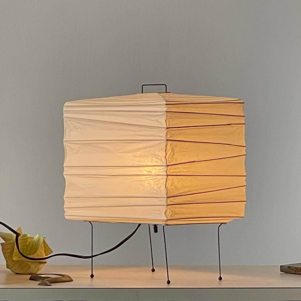 Paper Lantern Table Lamp with Metal Handle, UK Plug - view 1