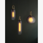 Glass Globe or Capsule Pendant Light with Brass Arch - view 7