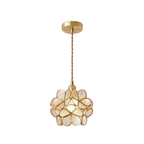 Floral Glass Pendant Light with Brass Fittings - view 7