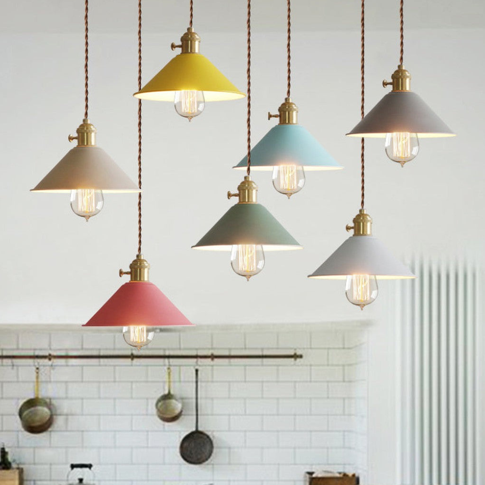 Matte Cone Pendant Light with Brass Fitting - view 1