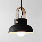 Tapered Metal Pendant Light with Wood-Look Detail - view 23