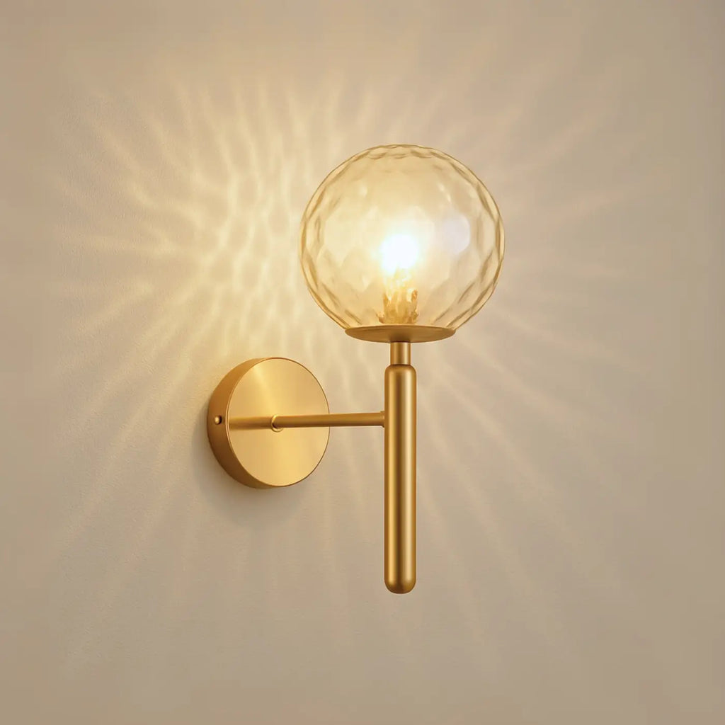 Glass Globe Wall Sconce with Black or Gold-Tone Frame - view 4