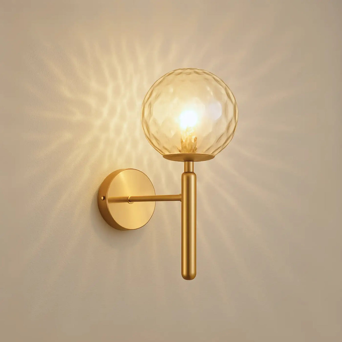 Glass Globe Wall Sconce with Black or Gold-Tone Frame - view 4