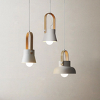 Tapered Metal Pendant Light with Wood-Look Detail - view 24