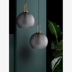 Glass Globe or Capsule Pendant Light with Brass Arch - view 6