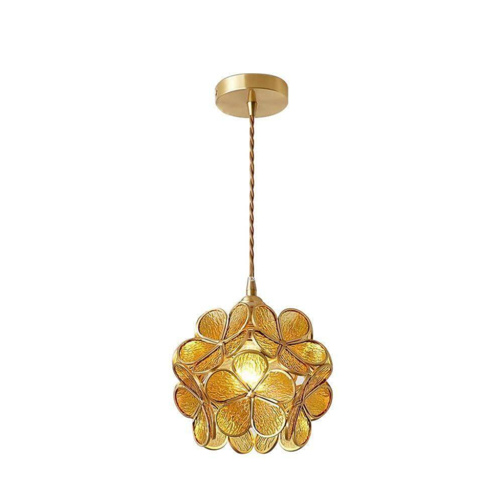 Floral Glass Pendant Light with Brass Fittings - view 6