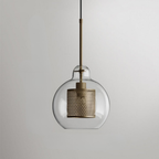 Glass and Perforated Metal Pendant Light, Industrial Style - view 27